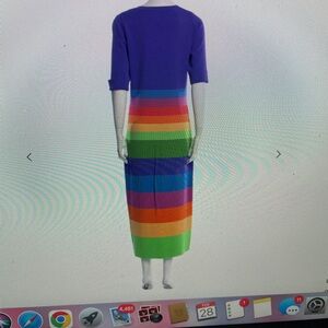 Christopher John Rogers Multicolor Striped Long Sleeve Dress size L fits M